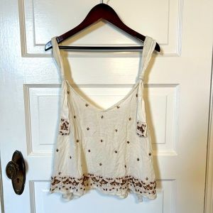 Free People ivory white beaded top NWT